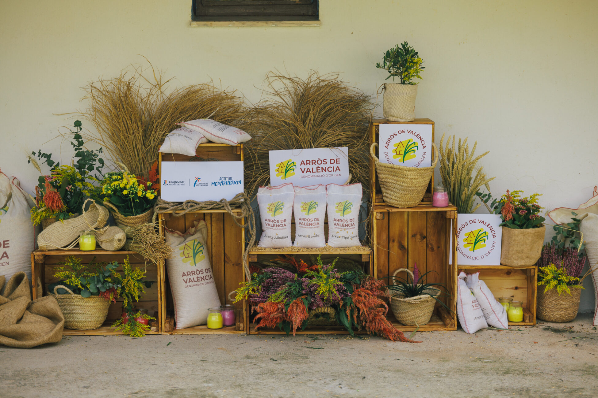beautiful stand of rice bags