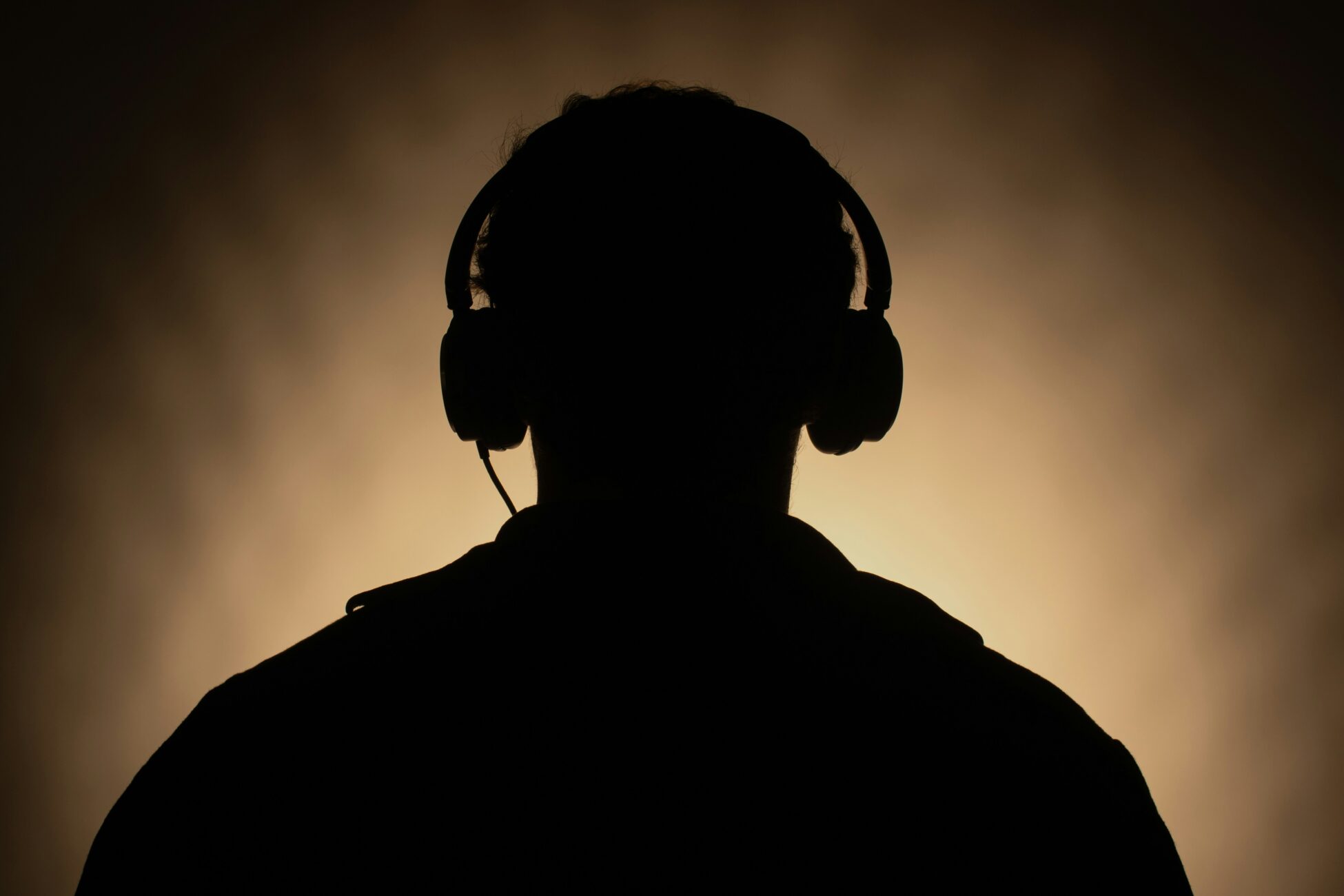 Man with an audio device
