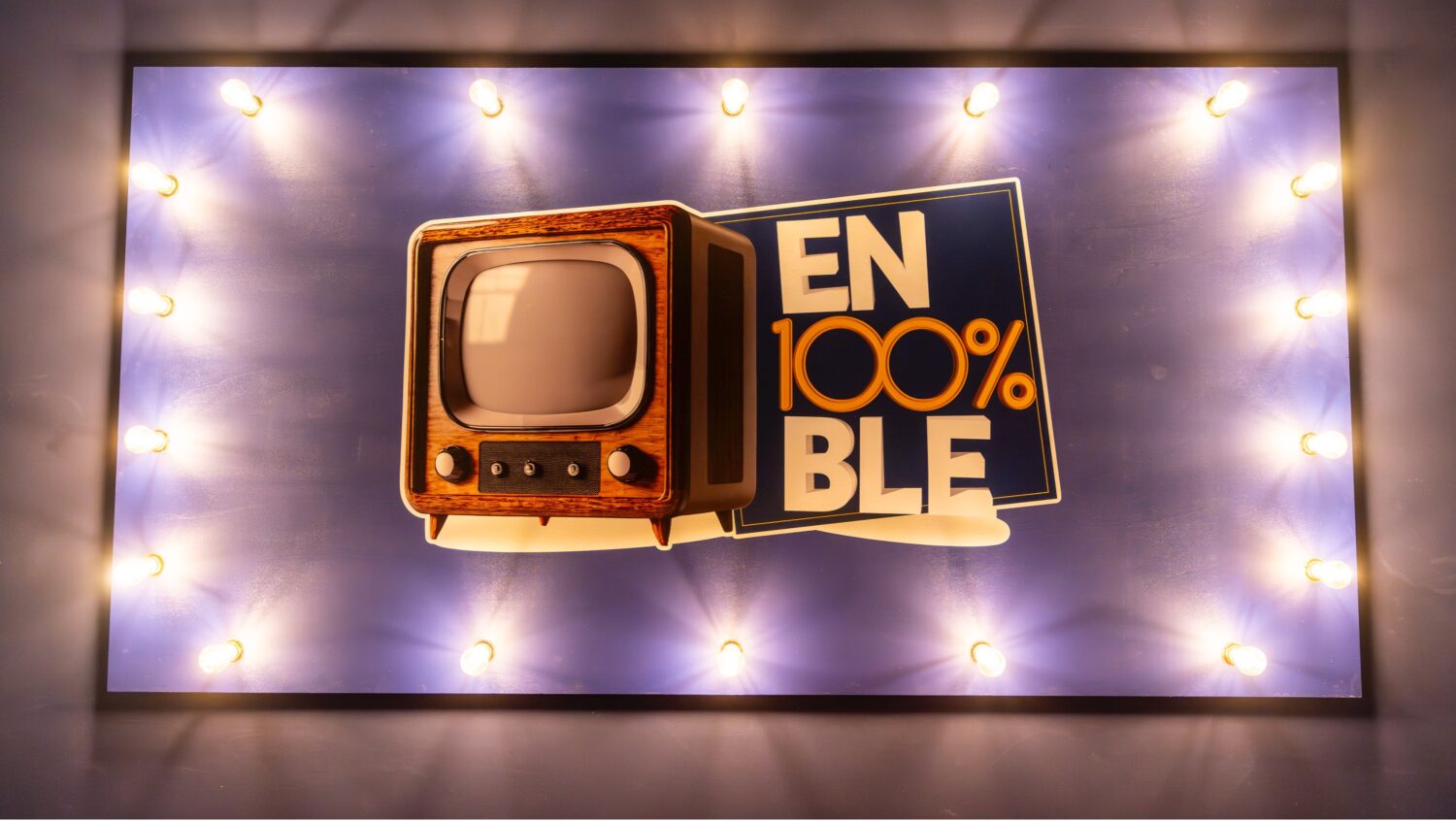 Retro television illustration with illuminated border and text 